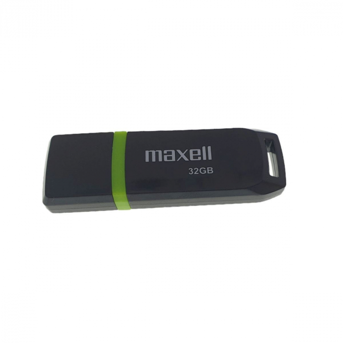 Memorie USB 2.0 Maxell 32 Gb, Speedboat, cu capac, neagra cu verde [2]