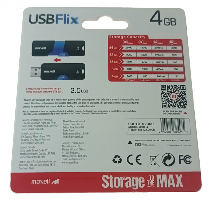 Memorie USB 2.0 Maxell 4Gb, USBFlix, retractabila, negru cu albastru [2]