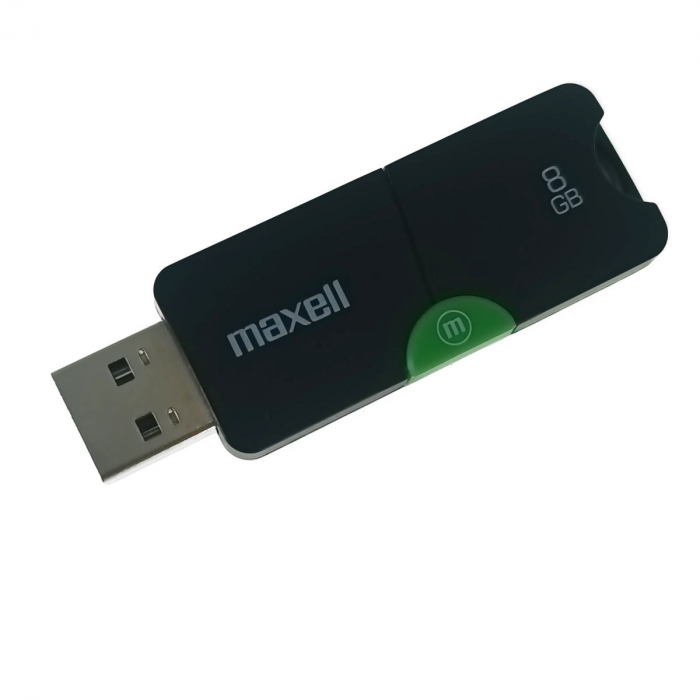 Memorie USB 2.0 Maxell 8Gb, USBFlix, retractabila, negru cu verde [6]