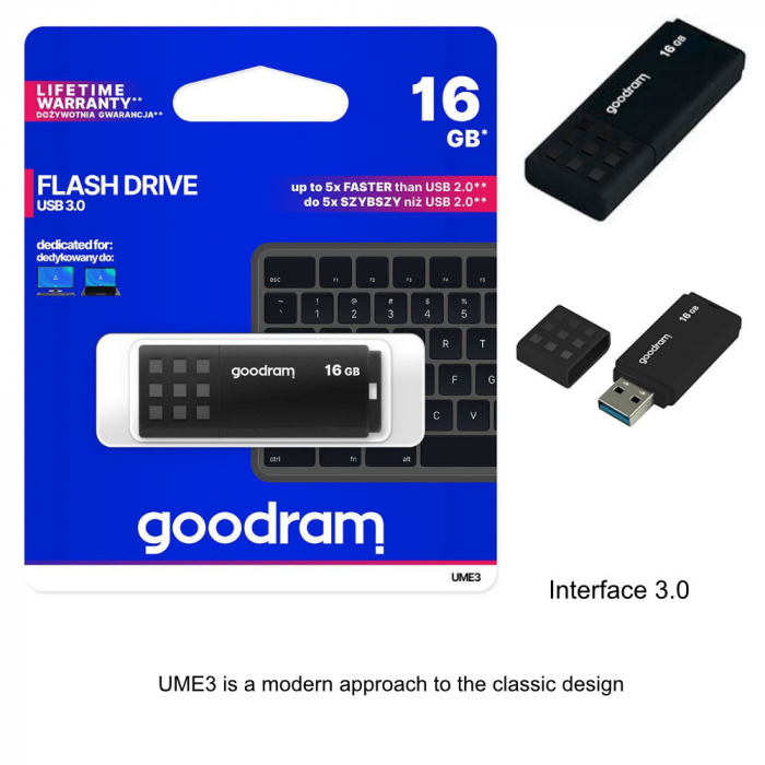 Memorie USB Goodram UME3, 16GB, USB 3.0, Negru [3]