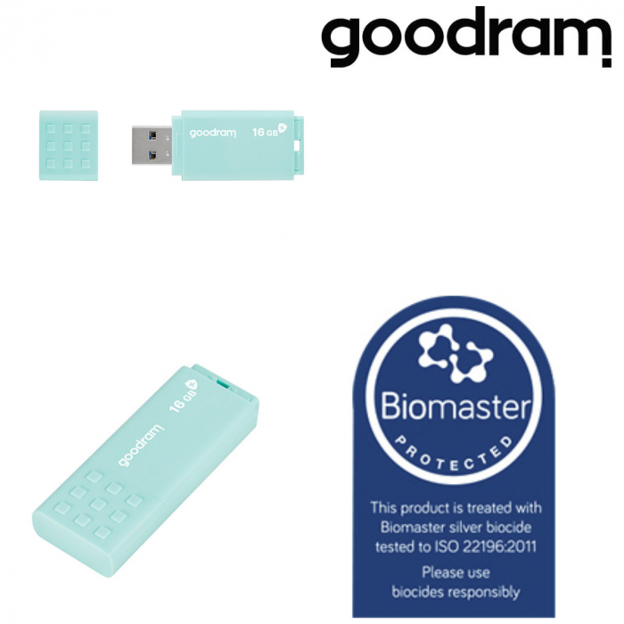 Memorie USB 3.0, 16 GB, Goodram UME3 Care, cu capac, albastra [4]