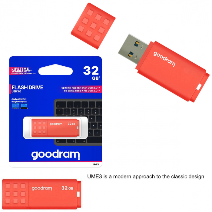 Memorie USB Goodram UME3, 32GB, USB 3.0, Orange [3]