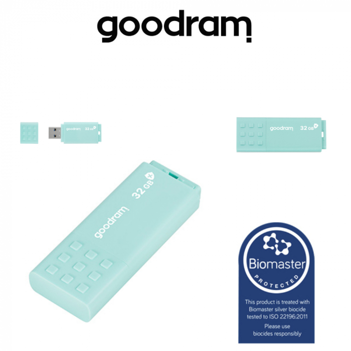 Memorie USB 3.0, 32 GB, Goodram UME3 Care, cu capac, albastra [4]
