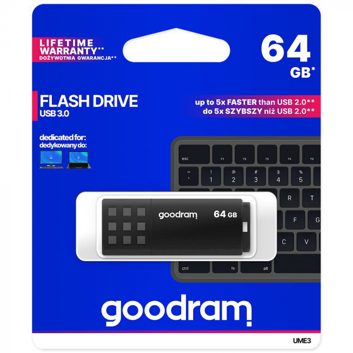 Memorie USB Goodram UME3, 64GB, USB 3.0, Negru [4]