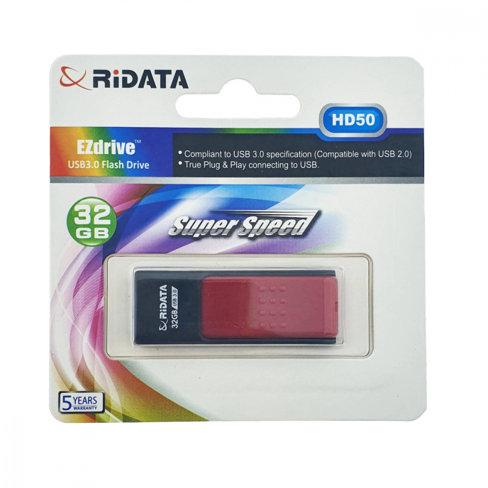 Memorie USB 3.0 Flash Drive RiDATA 32GB, EZdrive HD5, conector retractabil, rosu [1]