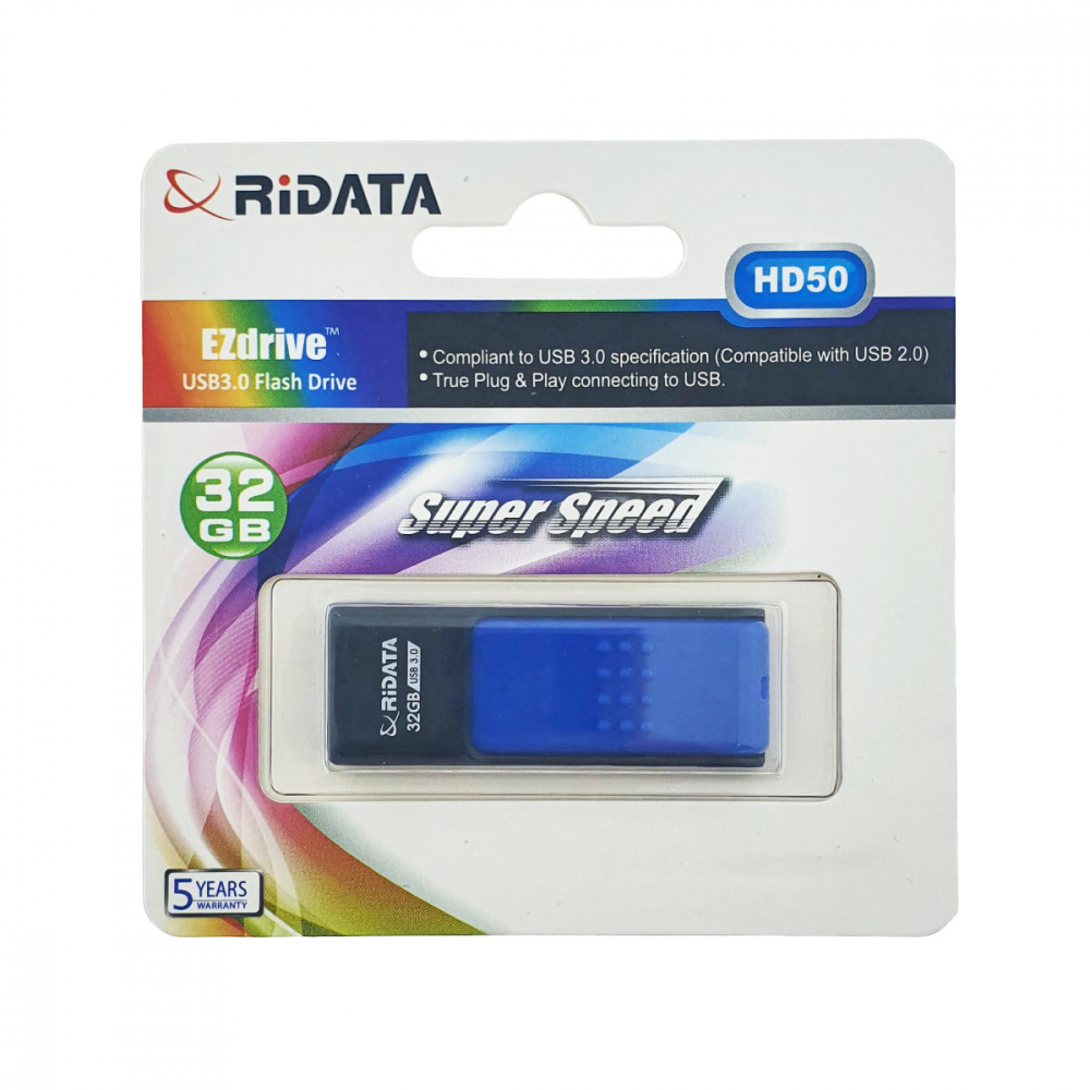 Memorie USB 3.0 Flash Drive RiDATA 32GB, EZdrive HD50, conector retractabil, albastru [1]