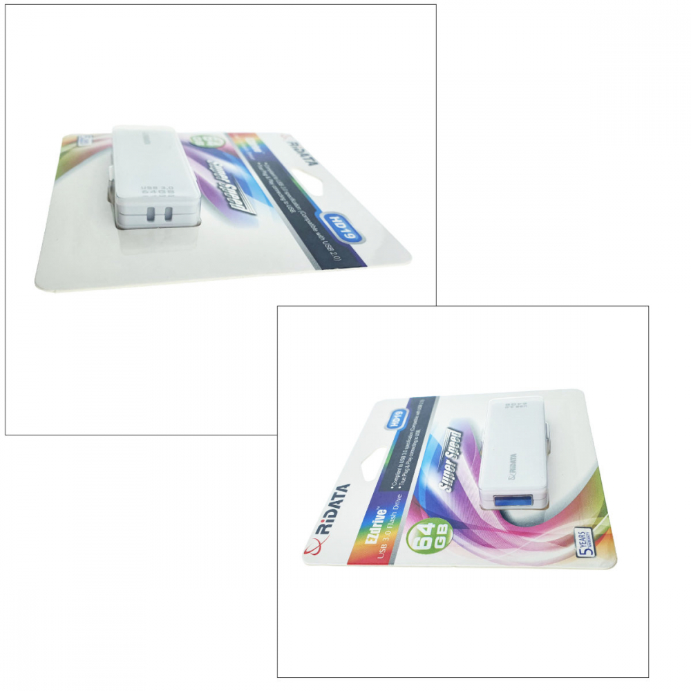 Memorie USB 3.0 Flash Drive RiDATA 64 GB, EZdrive HD19WT, conector retractabil, alba [3]