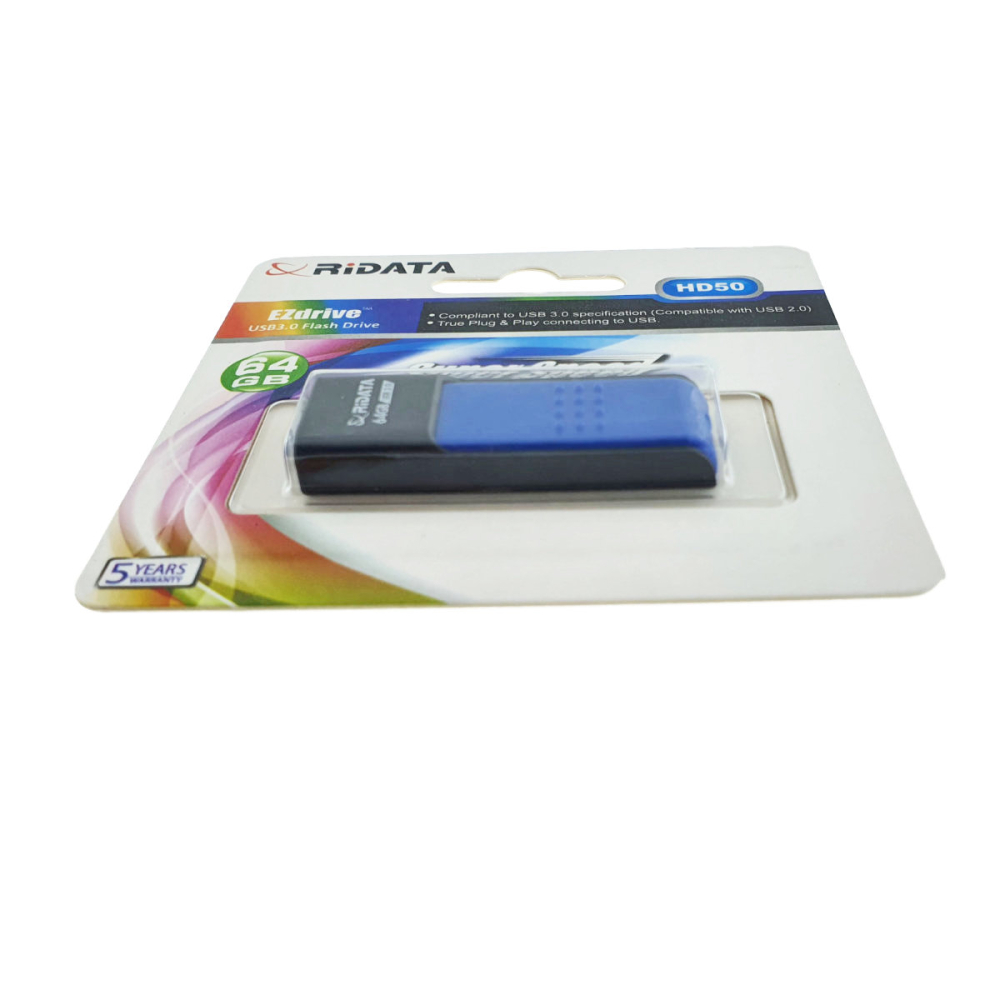 Memorie USB 3.0 Flash Drive RiDATA 64GB, EZdrive HD50, conector retractabil, albastru [3]
