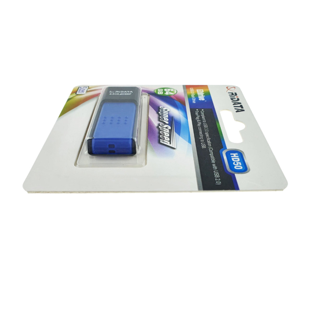 Memorie USB 3.0 Flash Drive RiDATA 64GB, EZdrive HD50, conector retractabil, albastru [4]