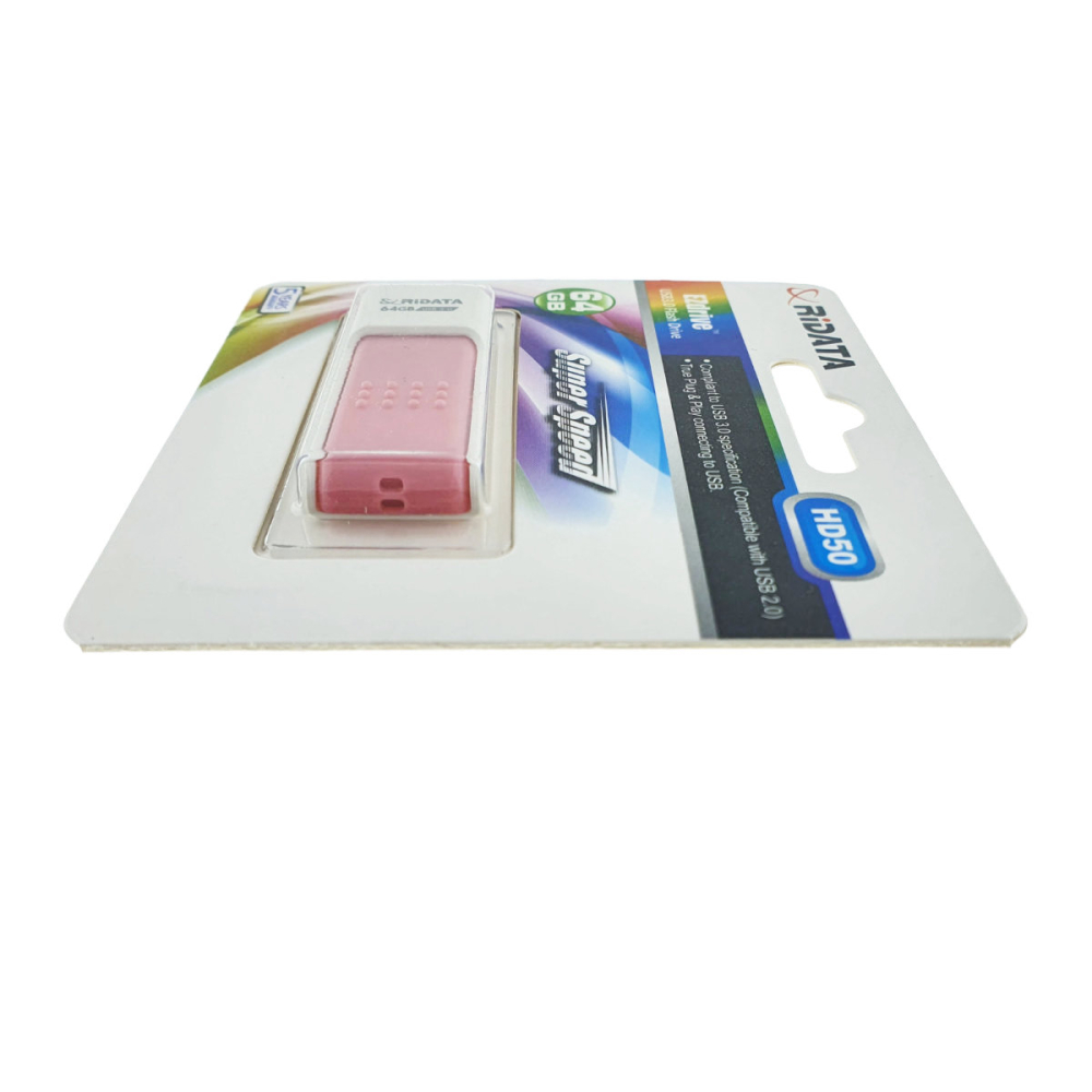 Memorie USB 3.0 Flash Drive RiDATA 64GB, EZdrive HD50, conector retractabil, roz [4]