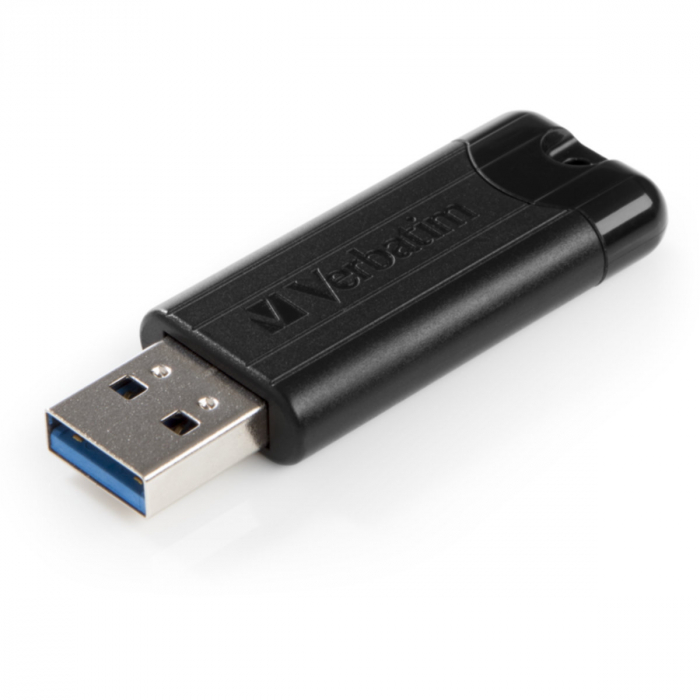 Memorie USB 3.0 Verbatim 128 GB Pinstripe, retractabila, neagra [3]