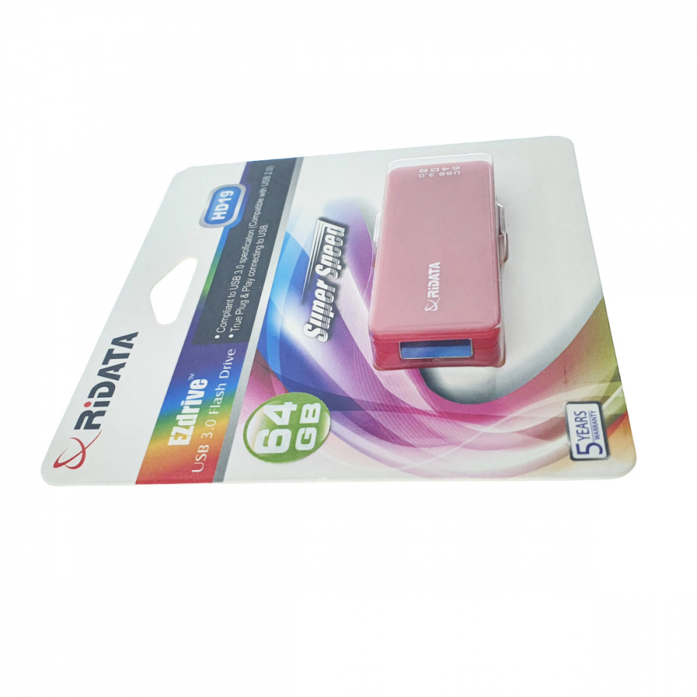 Memorie USB 3.1 Flash Drive RiDATA 64GB, EZdrive HD19RD, conector retractabil, roz [4]