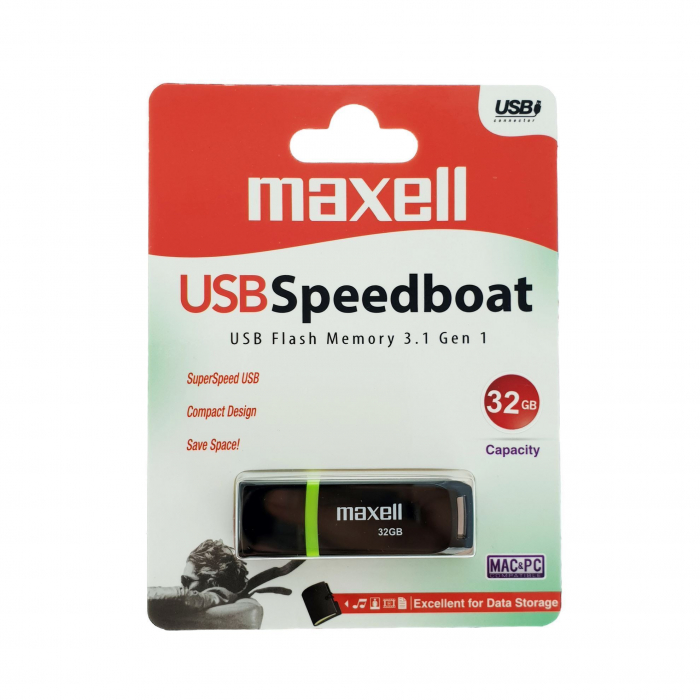 Memorie USB 3.1 Maxell 32 Gb Speedboat, cu capac, neagra [5]