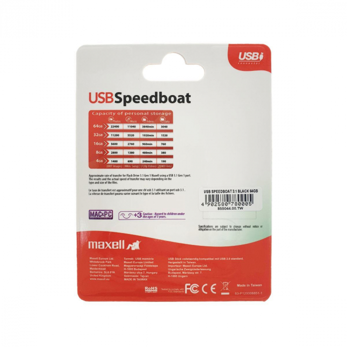 Memorie USB MAXELL SPEEDBOAT, USB 3.1, 64GB [5]