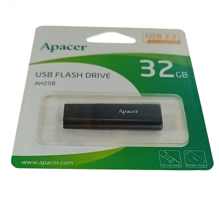 Memorie USB 3.2 Apacer 32Gb, AH25B, cu capac, neagra [5]