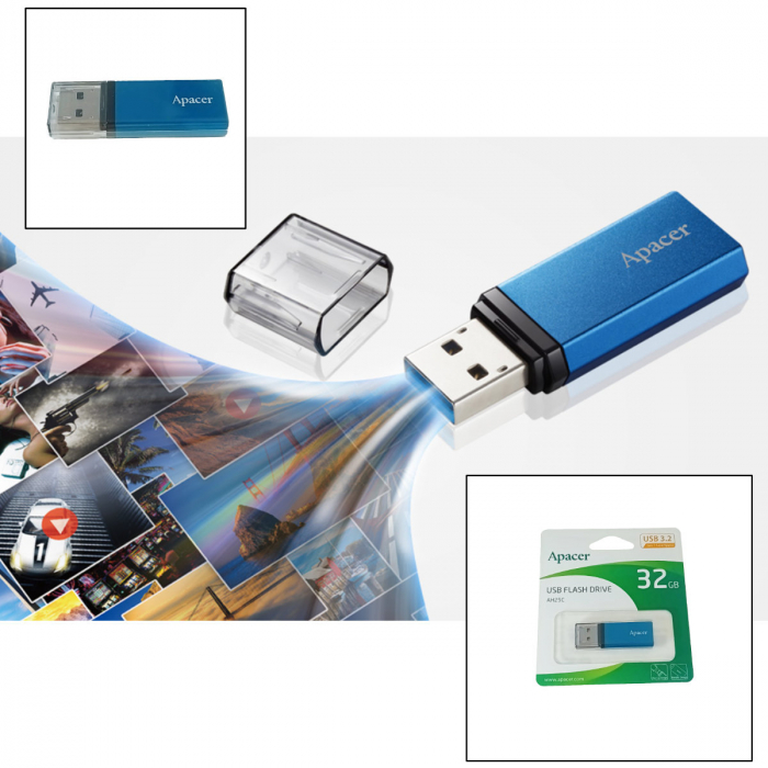 Memorie USB 3.2 Apacer 32Gb, AH25C, cu capac, albastru [4]