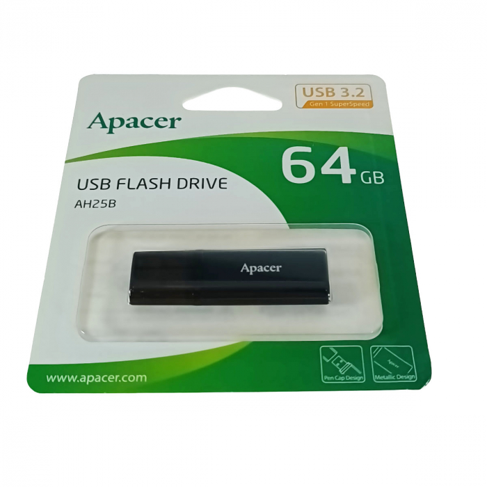 Memorie USB 3.2 Apacer 64GB AH25B cu capac, negru [4]
