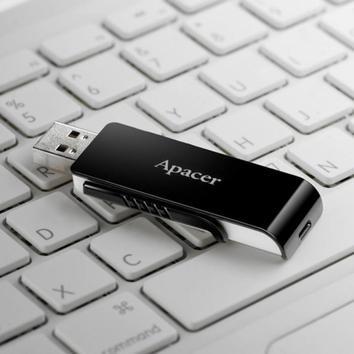 Memorie USB 3.2 Apacer 64GB, AH350, retractabila, neagra cu alb [4]