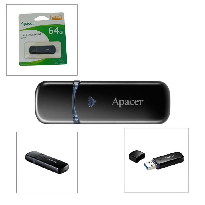 Memorie USB 3.2 Apacer 64GB, AH355 cu capac, negru [5]