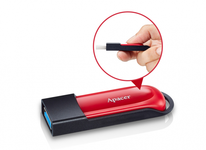 Memorie USB 3.1 Apacer 16Gb ,AH25A, retractabil, negru cu rosu [6]