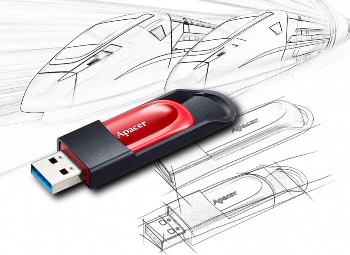 Memorie USB 3.1 Apacer 16Gb ,AH25A, retractabil, negru cu rosu [5]