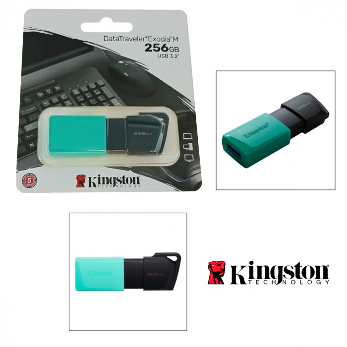 Memorie USB 3.2 Kingston Data Traveler Exodia, 256Gb, cu capac si inel breloc, verde [3]
