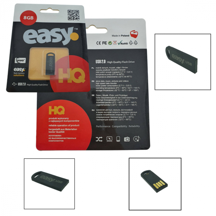 Memorie USB Flash Drive, Imro Easy 01525, capacitate 8 GB, dimensiuni mini, neagra [5]