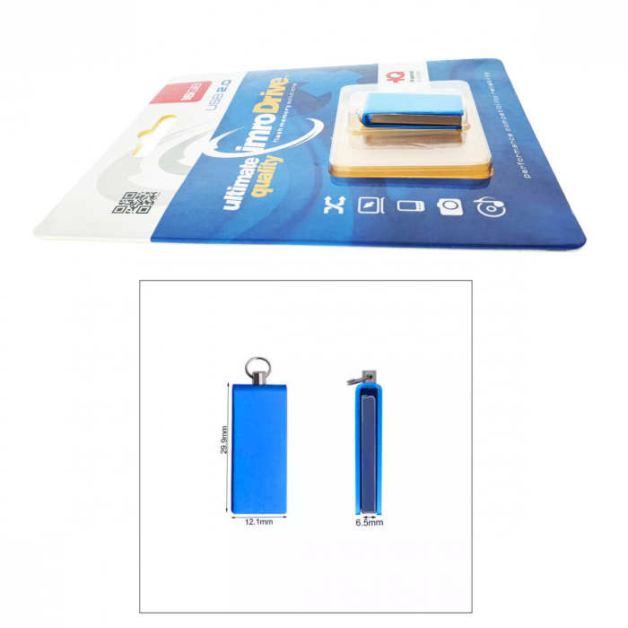 Memorie USB Imro Edge 16GB USB 2.0, cu capac rotativ, design compact, albastra [2]