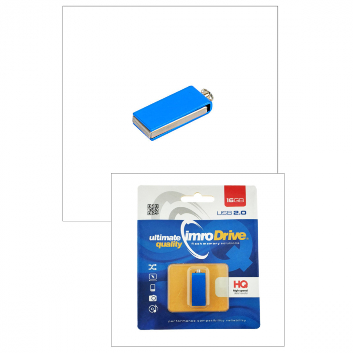 Memorie USB Imro Edge 16GB USB 2.0, cu capac rotativ, design compact, albastra [3]