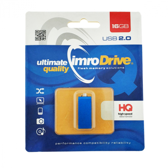 Memorie USB Imro Edge 16GB USB 2.0, cu capac rotativ, design compact, albastra [5]
