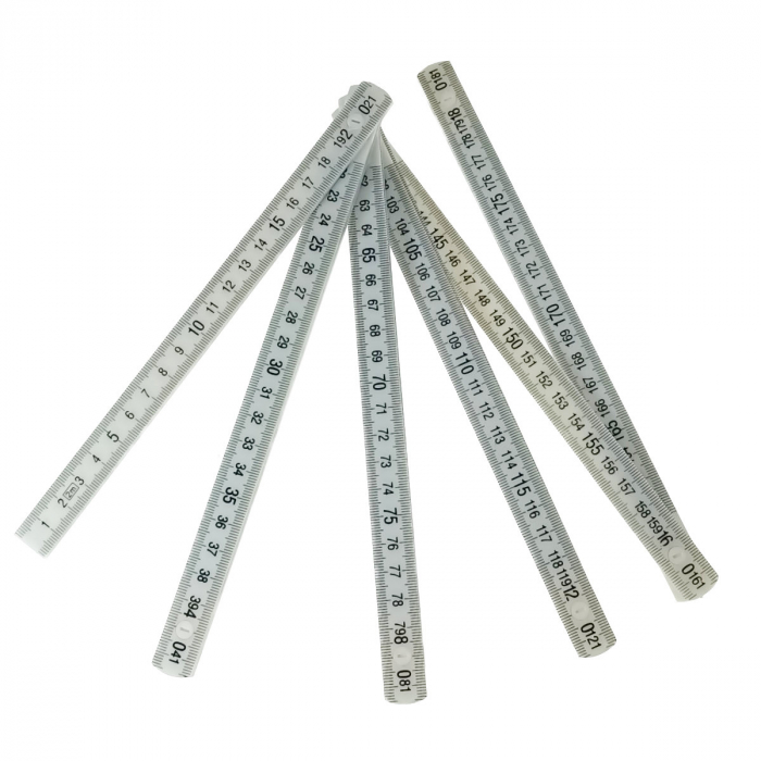 Metru pliant din plastic, lungime 2m, 10 segmente, alb [2]