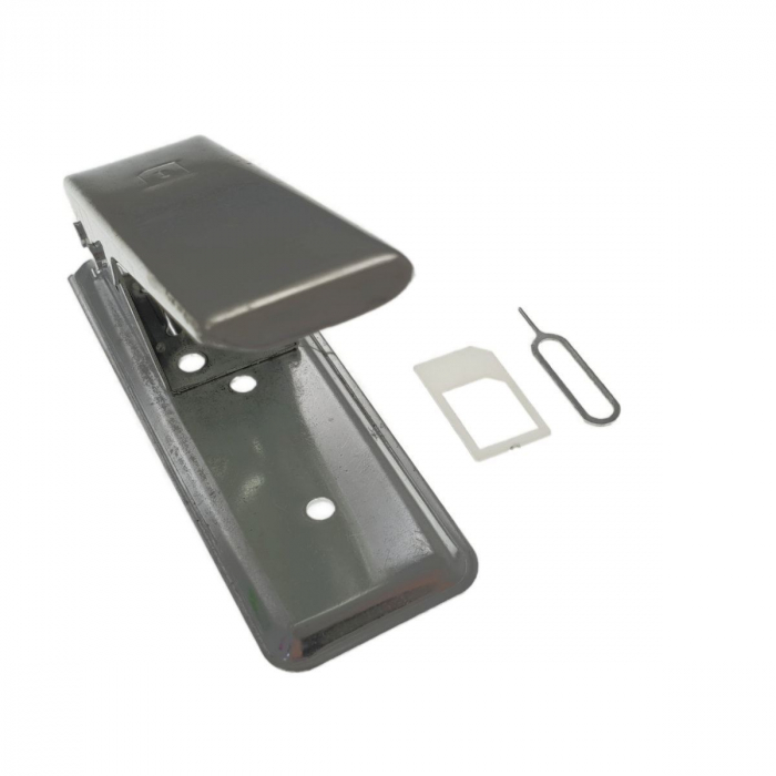 Cutter pentru Micro Sim MSC01S, cu adaptor si pin deschidere, din metal, argintiu [2]