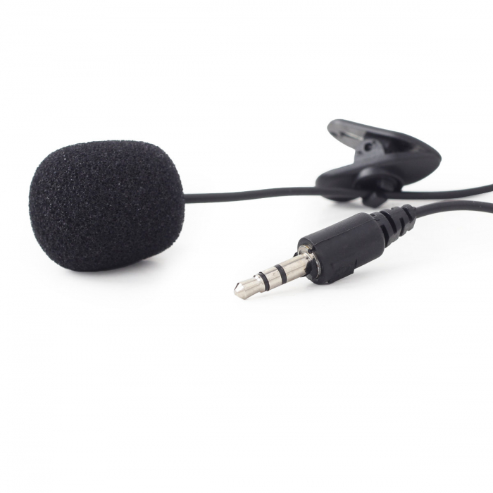 Microfon cu clip, Gembird, conector jack 3.5mm si cablu de lungime 2 m, negru [2]