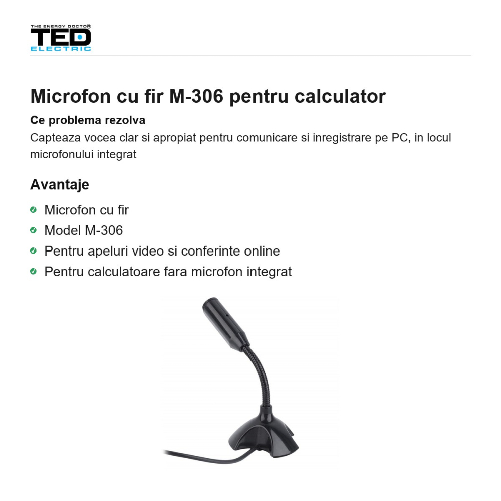 Microfon cu fir M-306 pentru calculator [2]