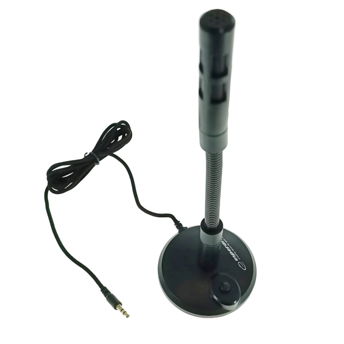 Microfon cu suport, Esperanza Sonic 95791, buton On/Off, cablu 150 cm, conector jack 3.5mm, negru [2]