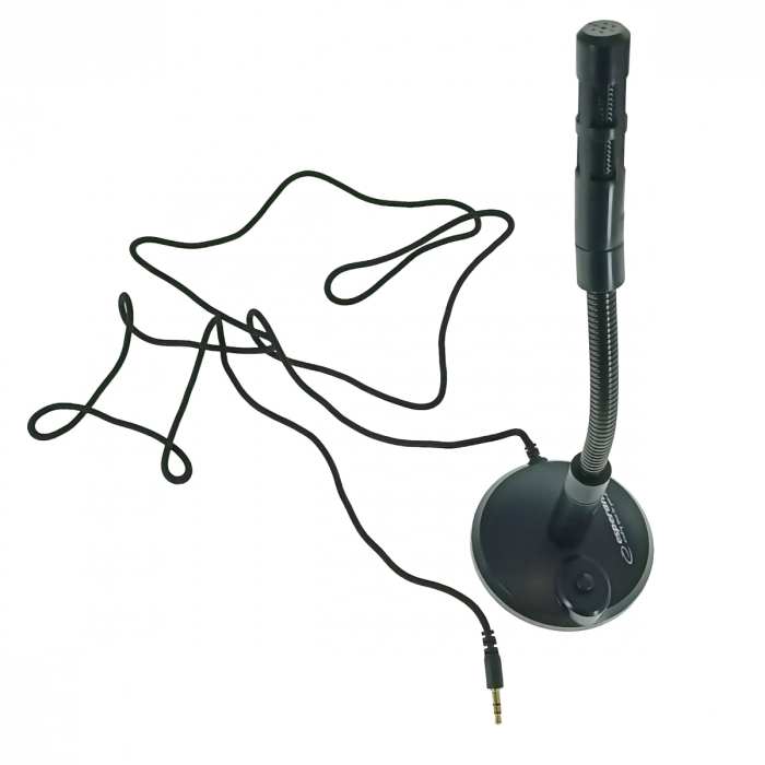 Microfon cu suport, Esperanza Sonic 95791, buton On/Off, cablu 150 cm, conector jack 3.5mm, negru [3]