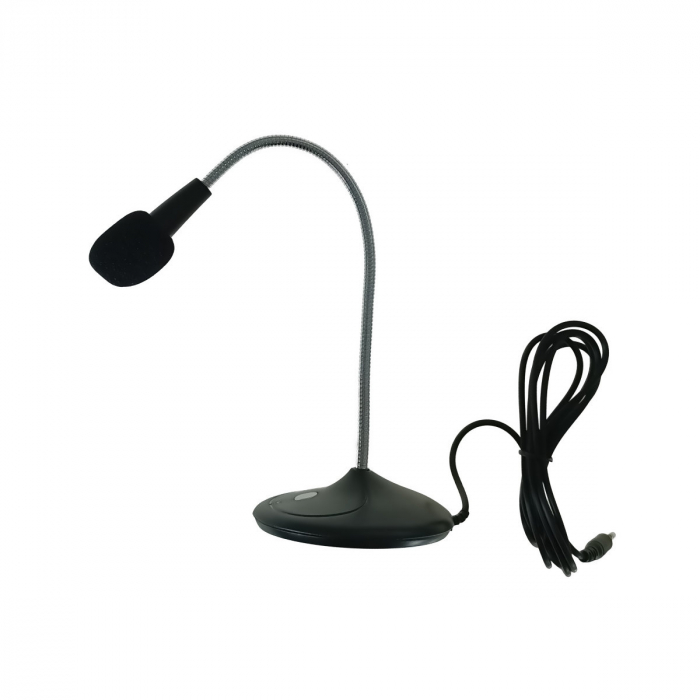 Microfon de birou Platinet Office, omni-directional, cu cablu 140 cm, buton pornire/oprire, conector jack 3.5mm, negru [2]