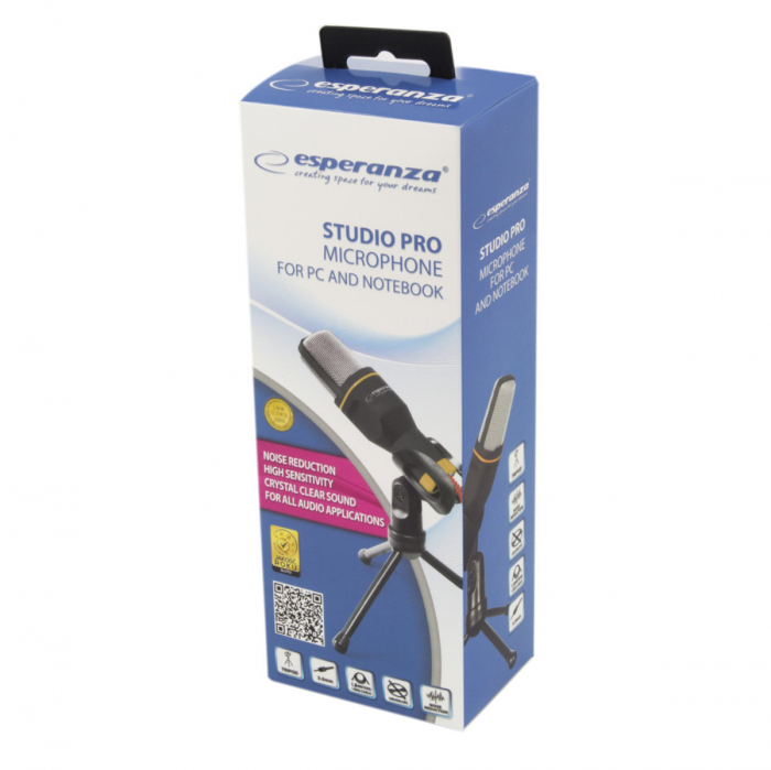 Microfon Esperanza StudioPRO pentru PC sau laptop cu mini trepied inclus in pachet, conector jack [2]