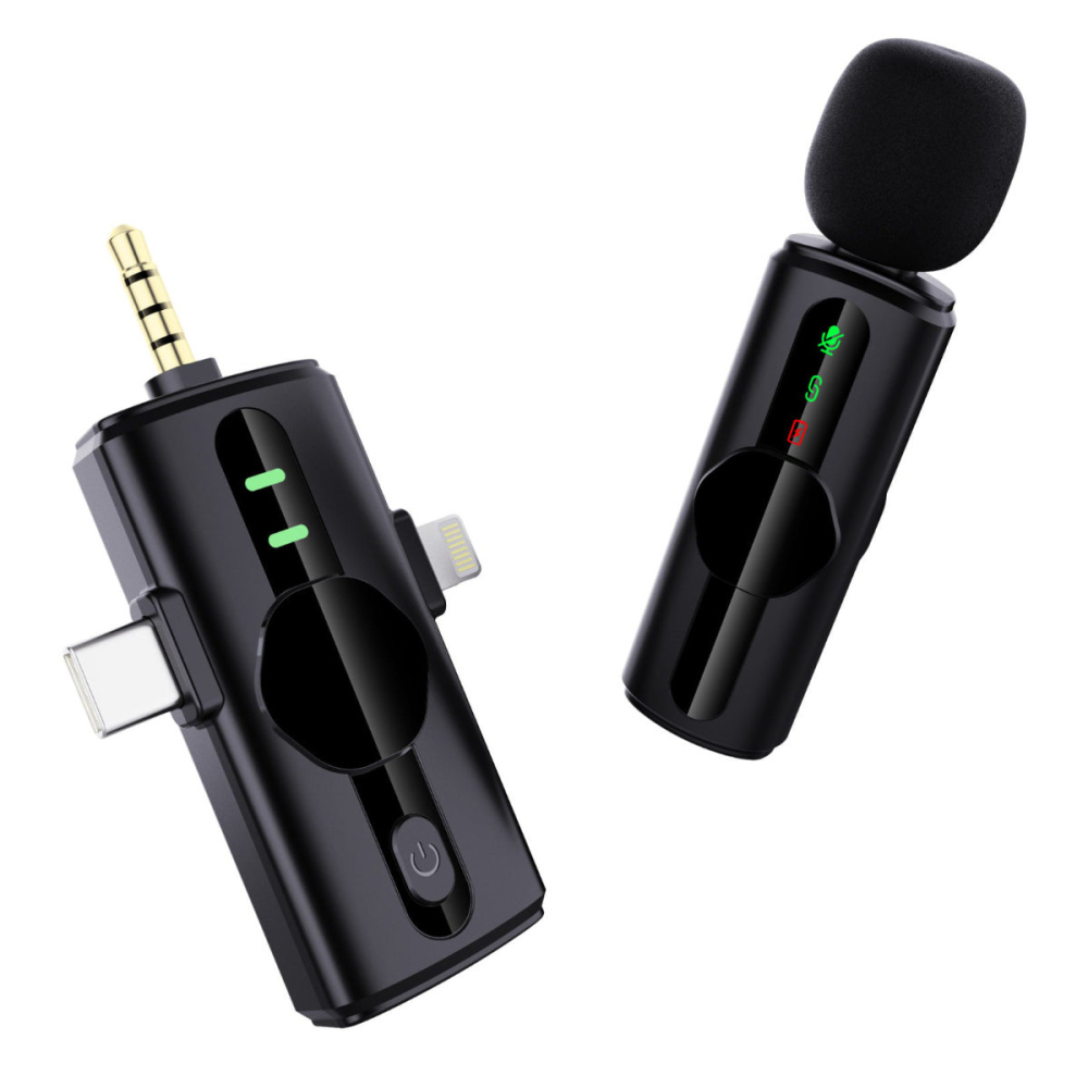 Microfon Wireless Profesional 2.4G - Set Cu Receptor Universal (USB-C, Lightning, 3.5mm) pentru Vlogging, Streaming si Inregistrari [2]