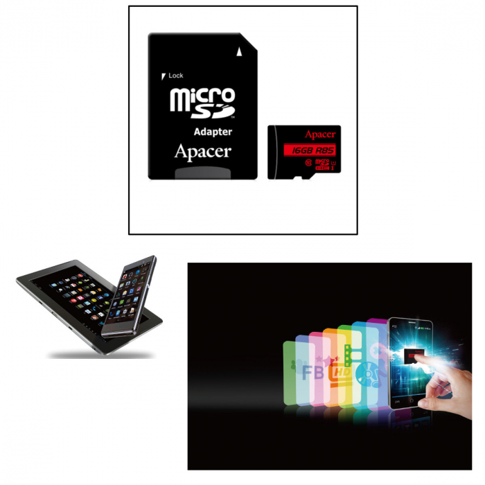 Card microSDHC UHS-I 16GB clasa10 cu adaptor SD, Apacer [2]
