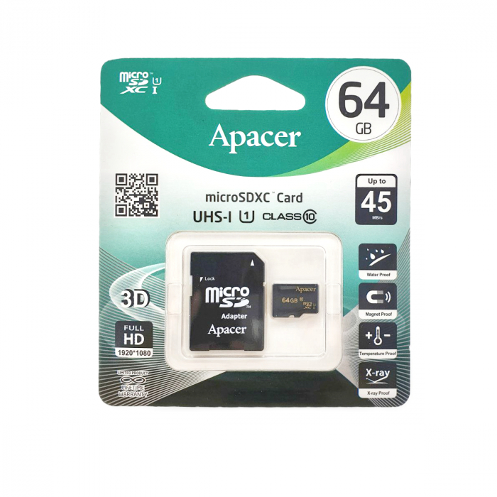 Card memorie microSDXC Card Apacer 64GB UHS-I clasa 10 cu adaptor [2]