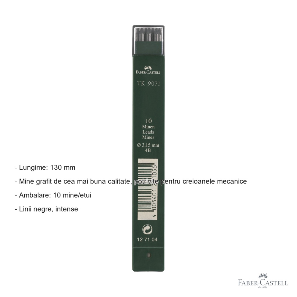 Mina creion mecanic Faber-Castell TK, grafit 4B, diametru 3.15 mm, pentru desen tehnic si artistic [2]