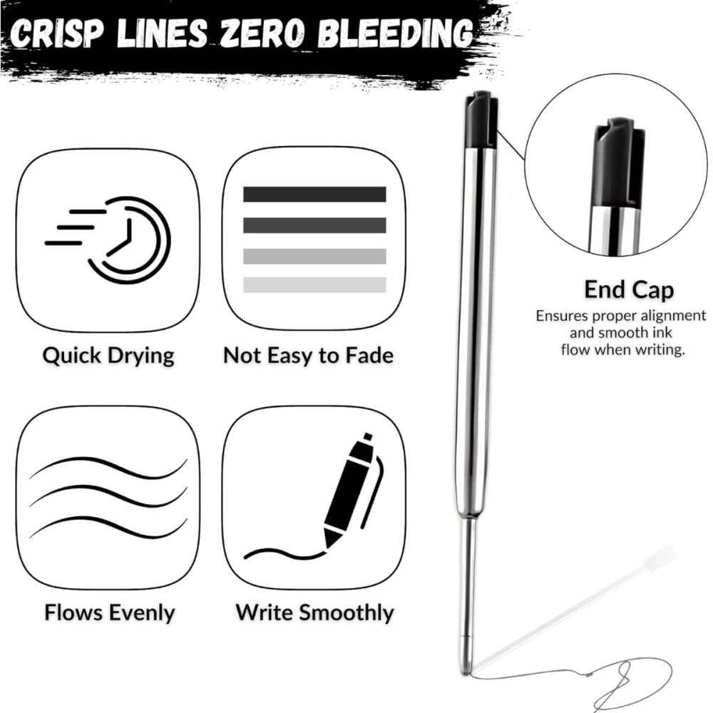 Mina Pix Neagra Metalica Compatibila cu standardul tip Parker, Scriere Lina, din Otel Inoxidabil [3]