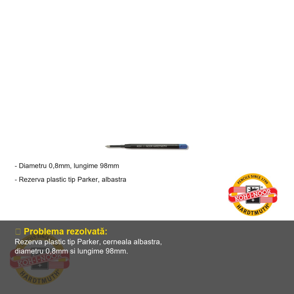 Mina pix tip Parker Koh-I-Noor, albastra, plastic, diametru 0,8mm, pentru pixuri reincarcabile [2]