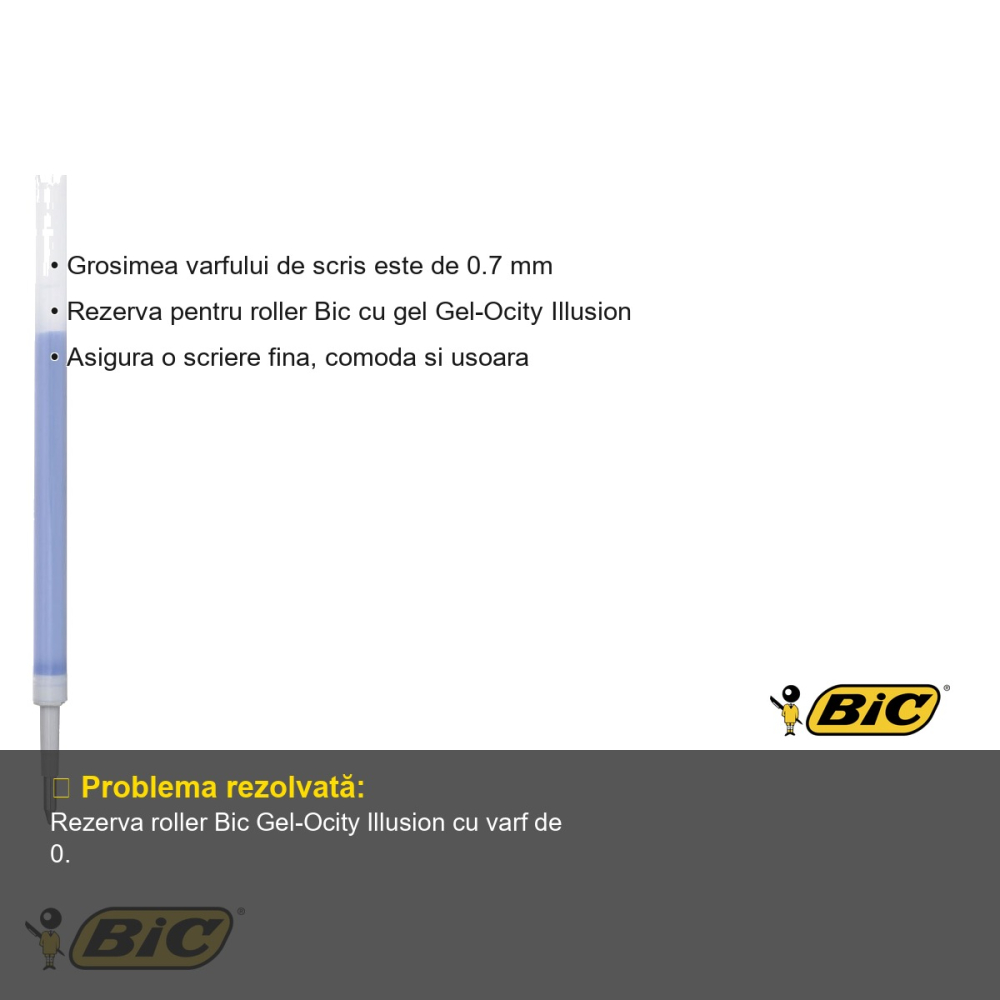 Mina roller Bic Gel-Ocity Illusion 0.7 mm, cerneala albastra care se poate sterge, pentru roller cu gel [3]