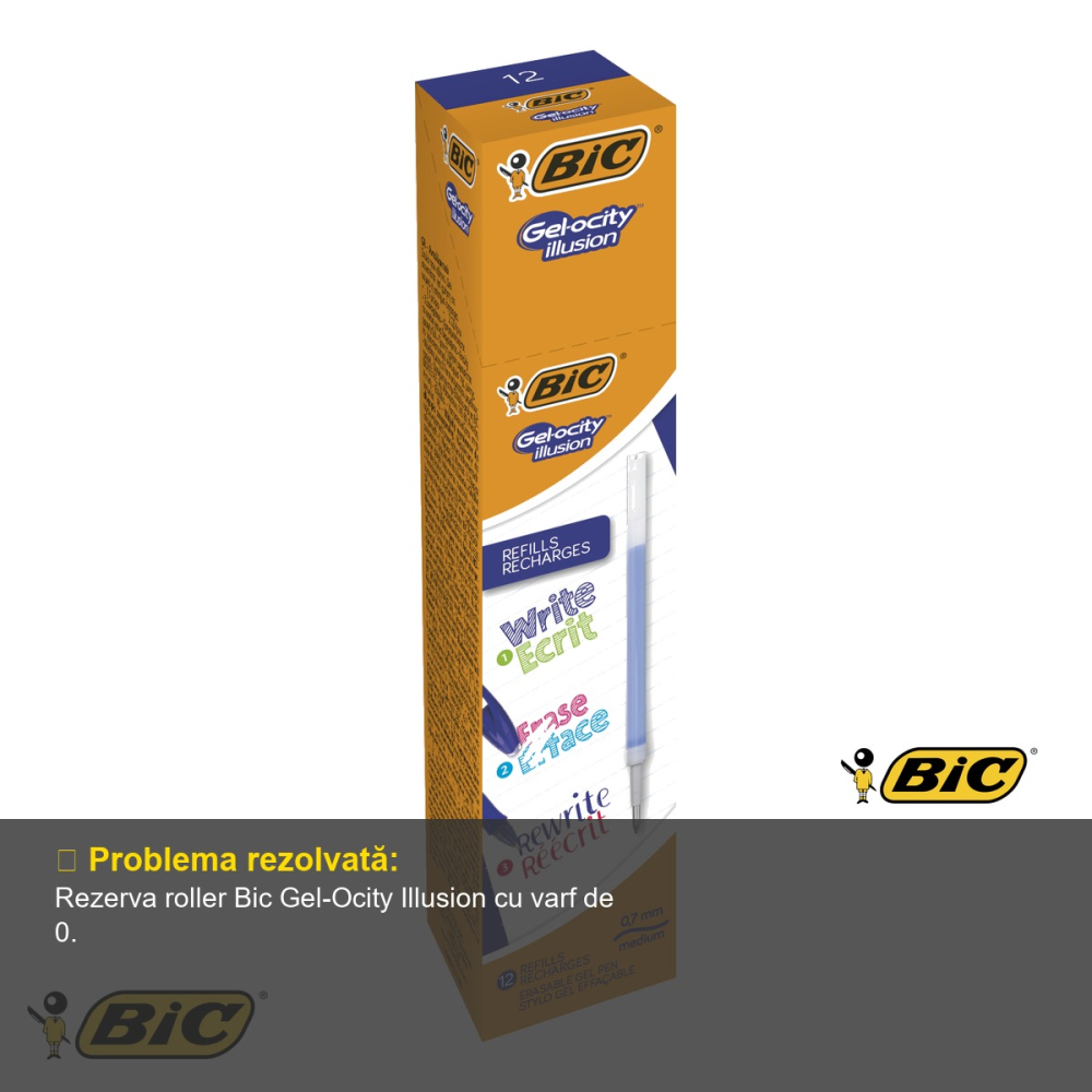 Mina roller Bic Gel-Ocity Illusion 0.7 mm, cerneala albastra care se poate sterge, pentru roller cu gel [4]