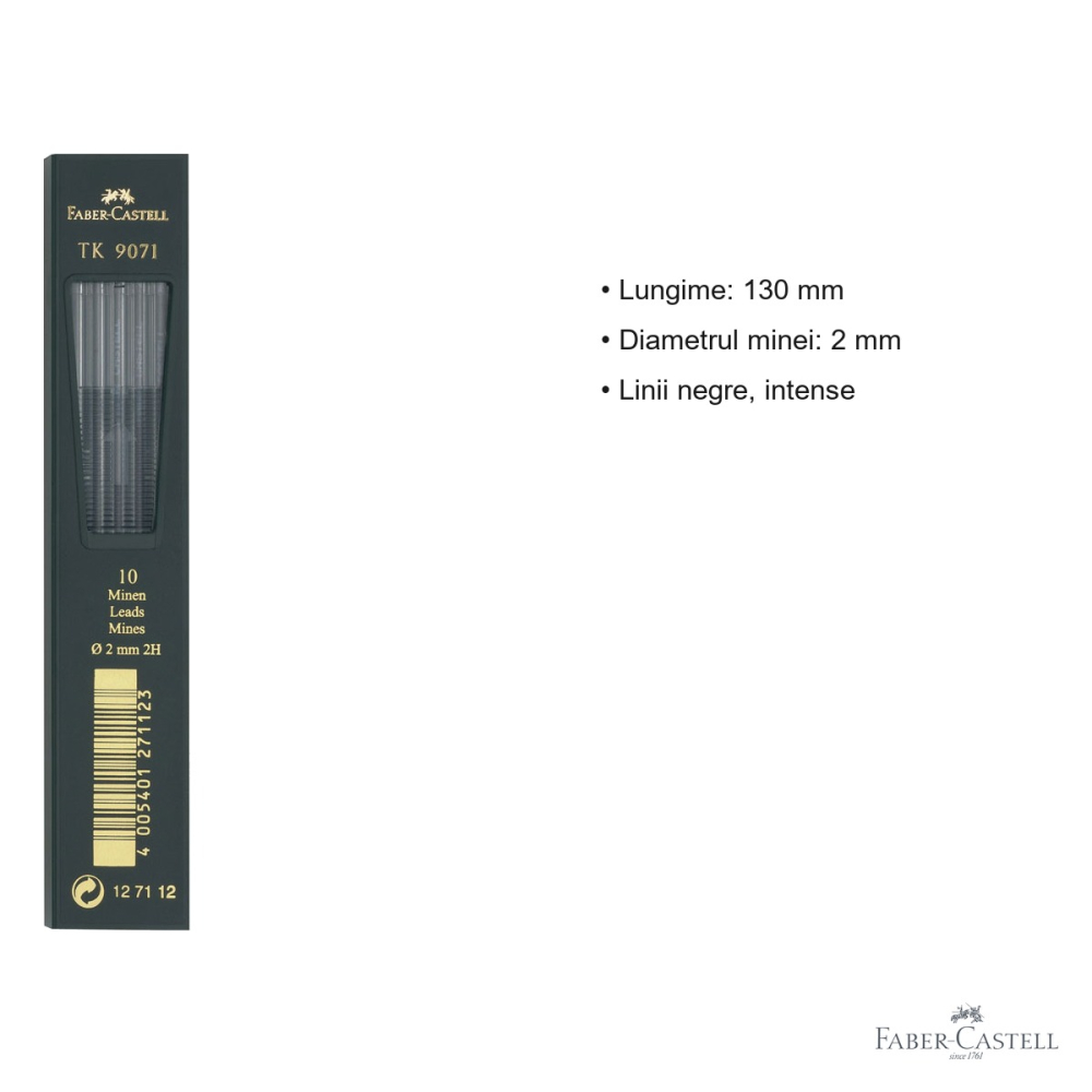 Mine creion mecanic Faber-Castell TK, duritate 2H, diametru 2mm, pentru desen tehnic si schite precise [3]
