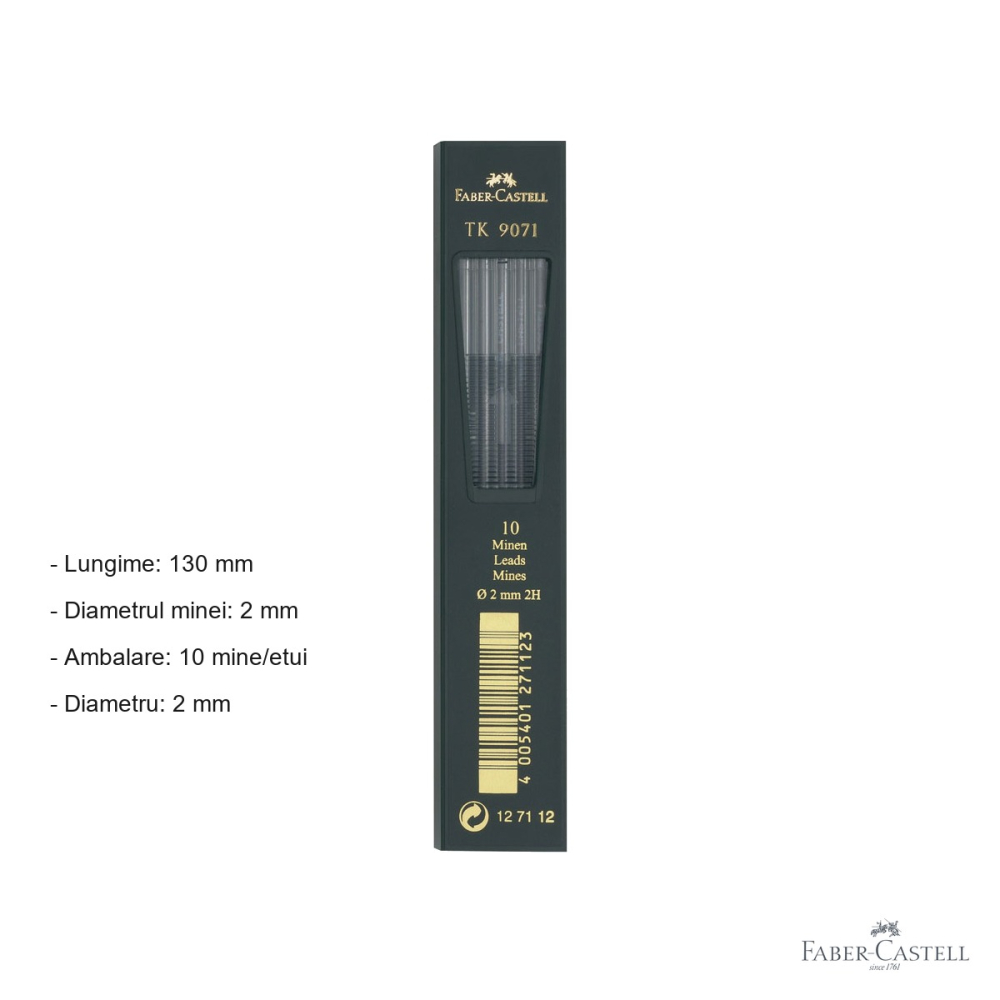 Mine creion mecanic Faber-Castell TK, duritate 2H, diametru 2mm, pentru desen tehnic si schite precise [2]