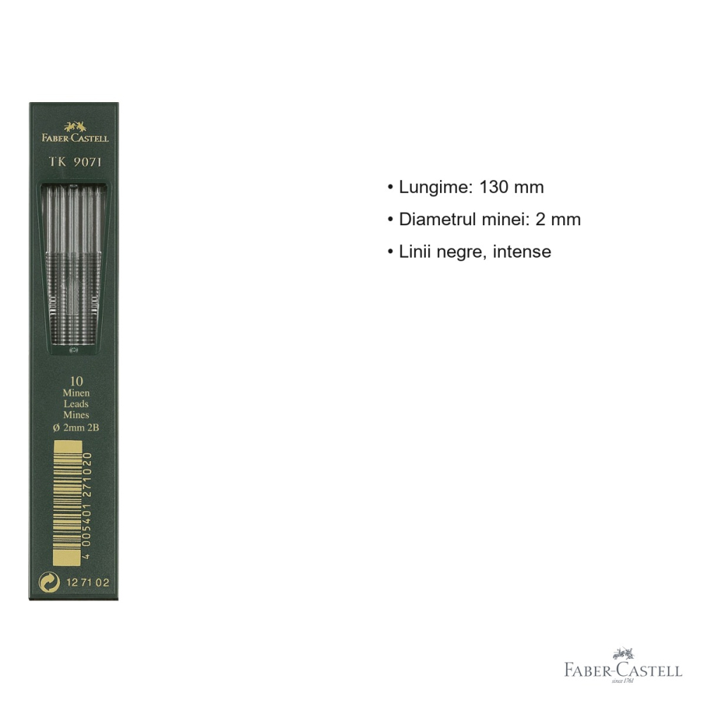 Mine creion mecanic Faber-Castell TK, grafit 2B, 2 mm, set 10 bucati, pentru desen tehnic si artistic [3]