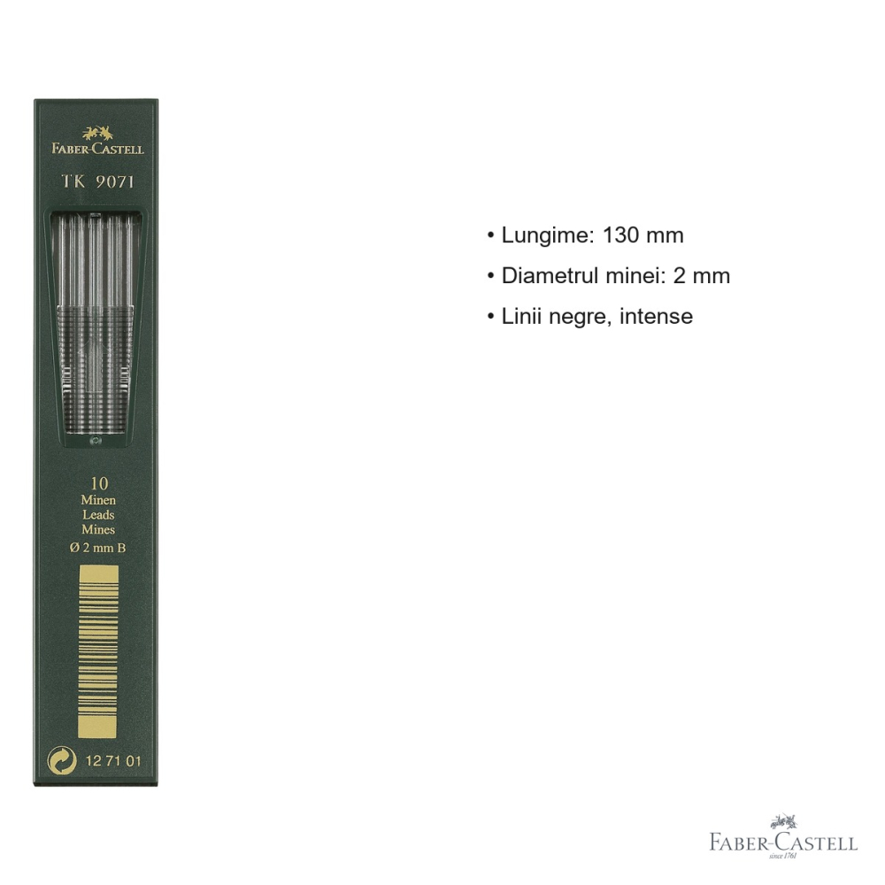 Mine creion mecanic Faber-Castell TK, grafit 2mm duritate B, set 10 bucati pentru desen tehnic [3]